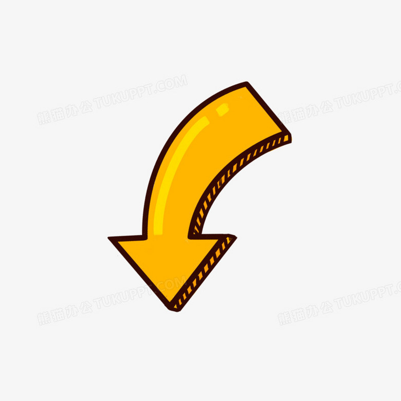 本作品全称为《黄色卡通风向下弯曲箭头符号元素》,使用 adobe