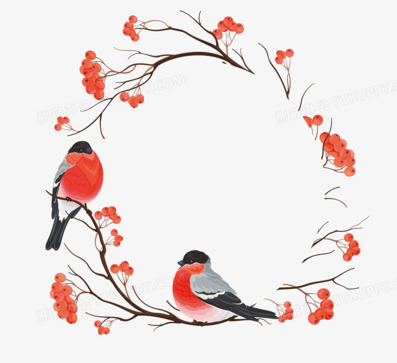 花鸟花环装饰png图片素材下载_装饰png_熊猫办公