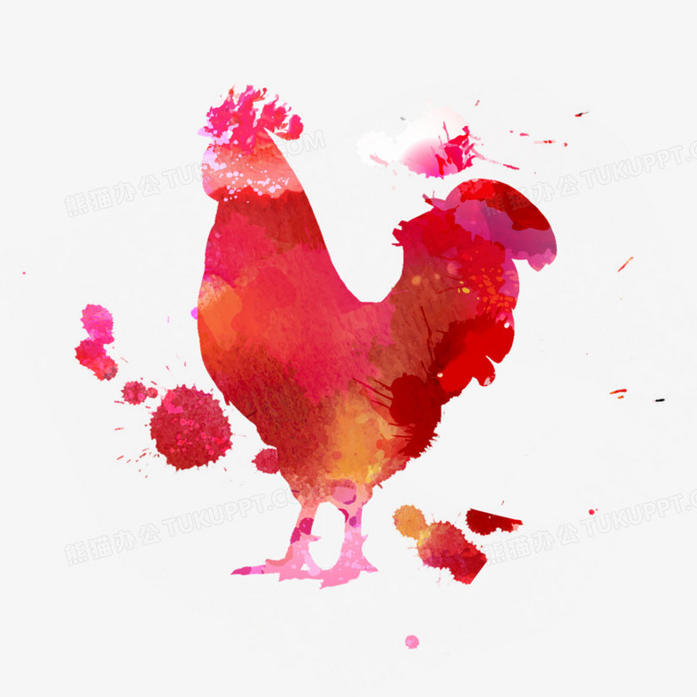 手绘卡通泼墨酉鸡生肖装饰png图片素材下载 卡通png 熊猫办公