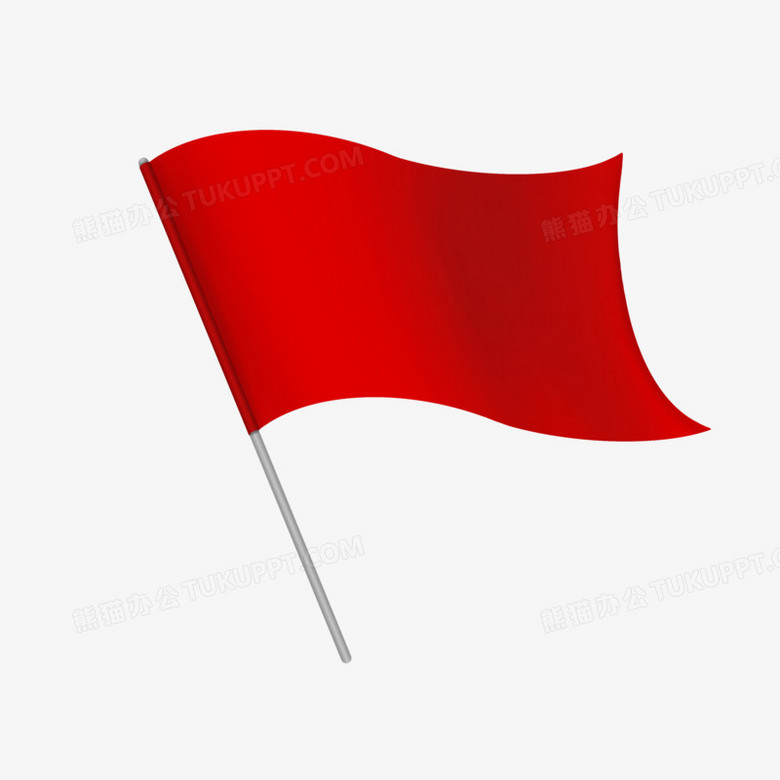 手绘风中飘扬的红旗素材