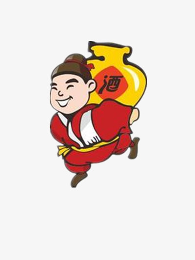 本作品全称为《红色卡通风高兴卖酒小二创意元素》,使用adobe