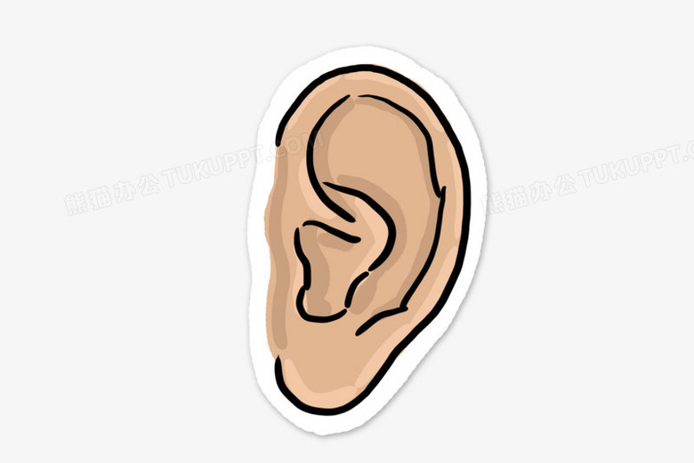 耳朵创意元素》,在整个配色上使用黄色色彩作为基础色调,设计了一只