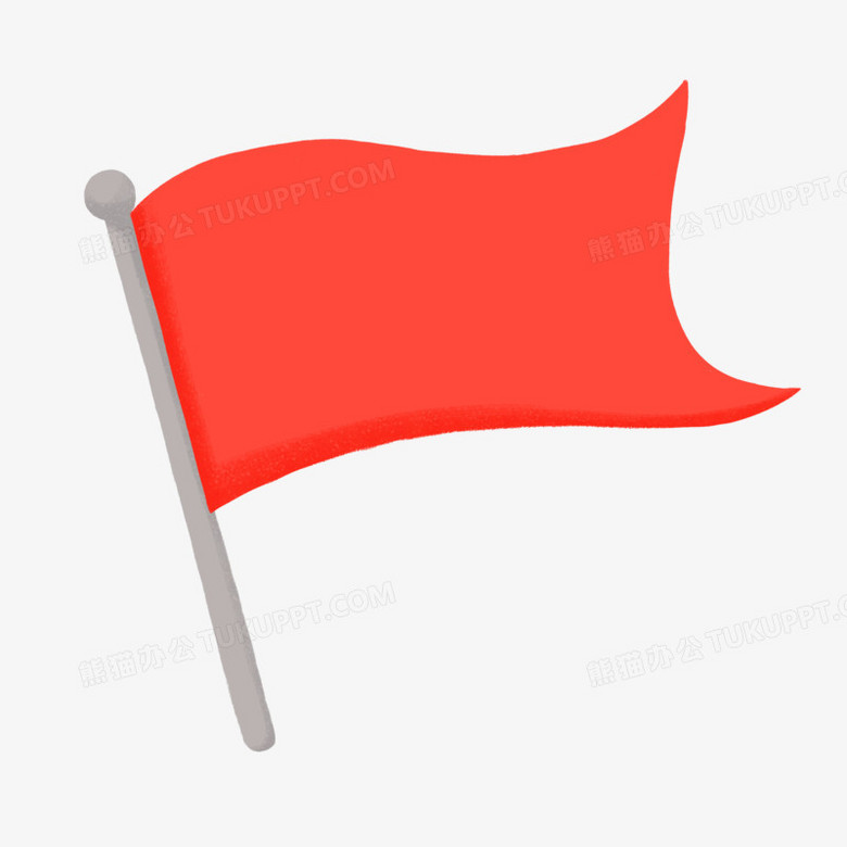 卡通手绘飘逸的红旗免抠素材