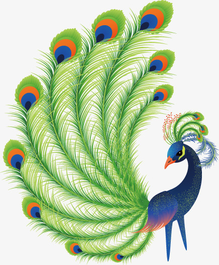 唯美孔雀艺术手绘矢量图png图片素材下载_手绘png_熊猫办公
