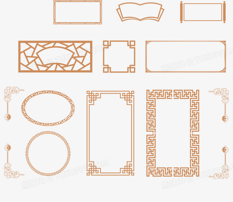中国风古典花纹标签