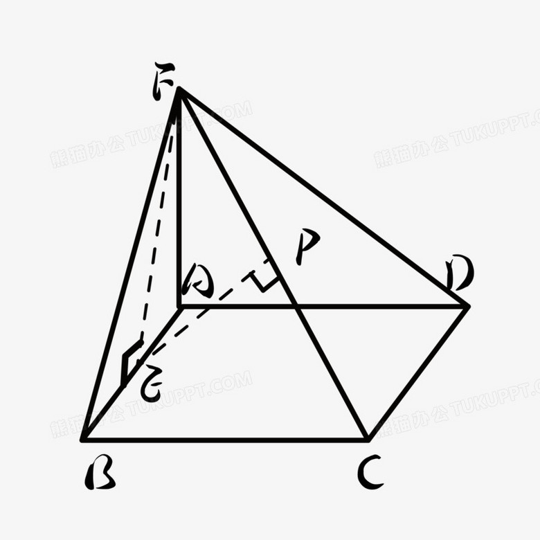 手绘数学立体三角形元素