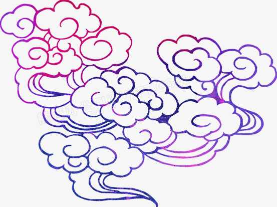 彩色渐变线条祥云设计