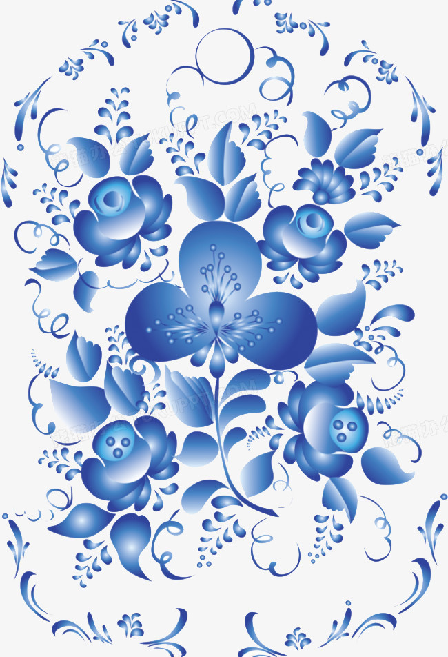 青花瓷花纹简单素材图片