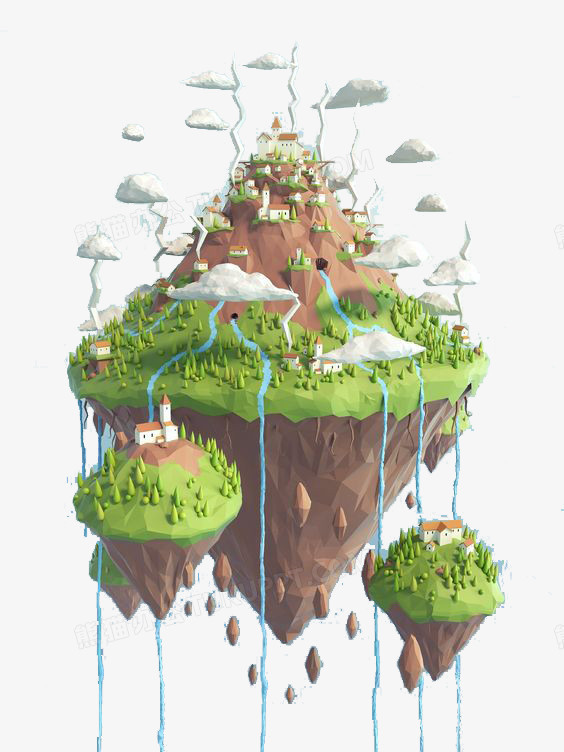 卡通悬浮岛屿png图片素材下载_悬浮png_熊猫办公