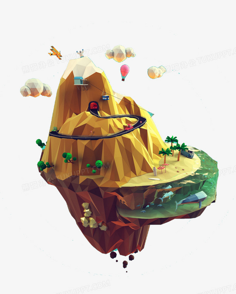 3d悬浮卡通岛屿