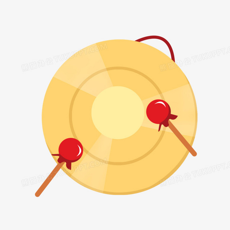 手绘卡通中国风乐器铜锣素材