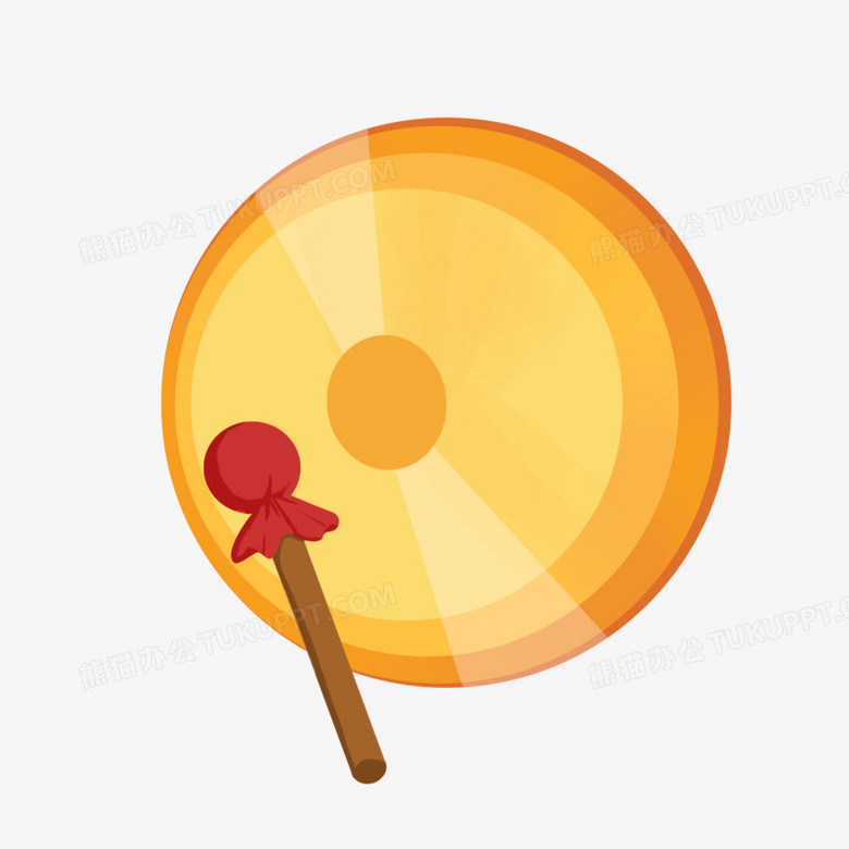手绘卡通中国风乐器铜锣素材