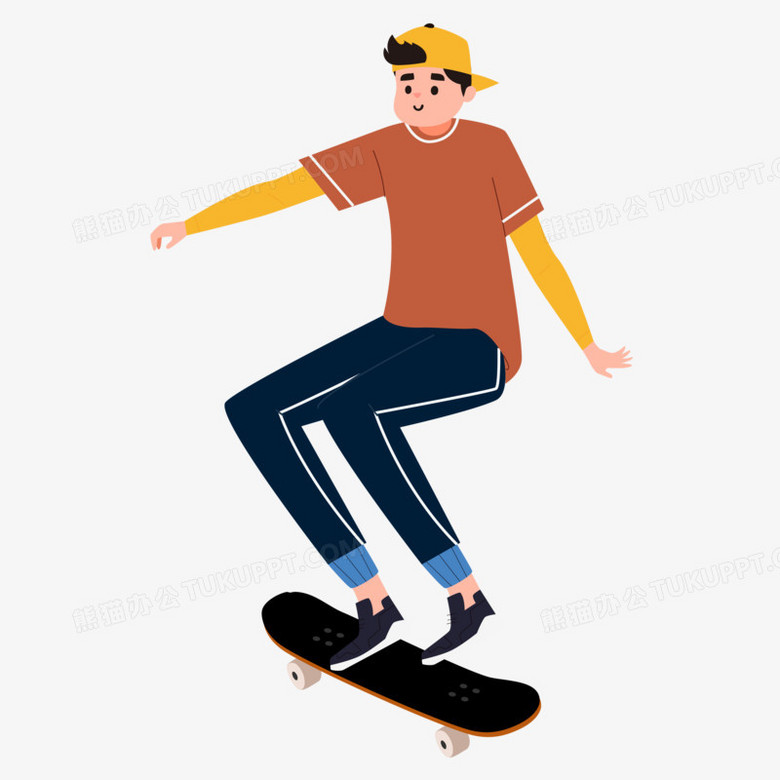 手绘滑板少年矢量素材