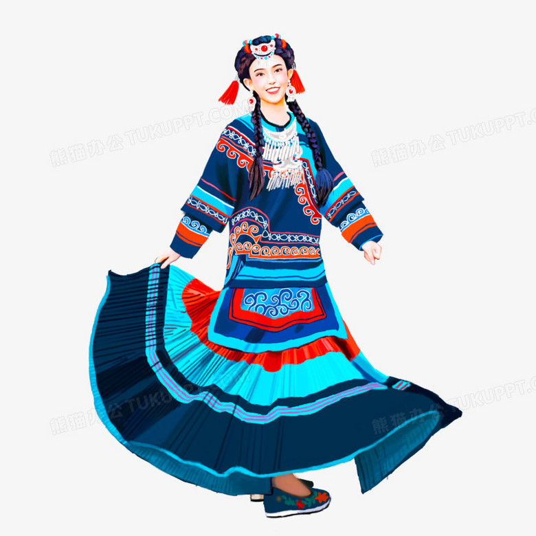 彝族服饰手绘图片