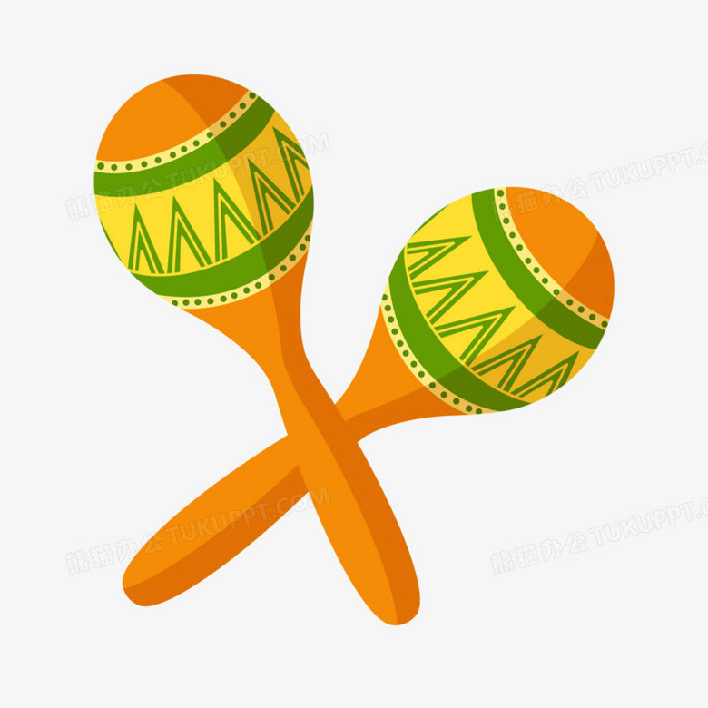 手绘简约彩色沙锤元素