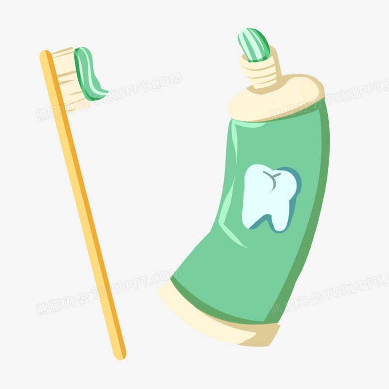 手绘卡通牙膏牙刷免抠素材