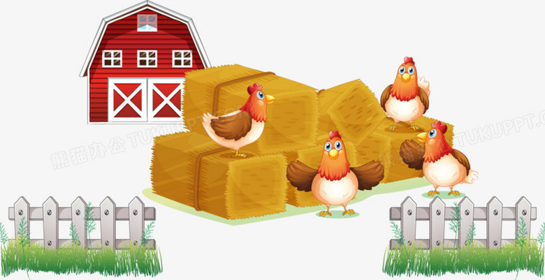 作品以彩色为背景,设计了彩色农场小屋的一群鸡,整体呈现卡通风.