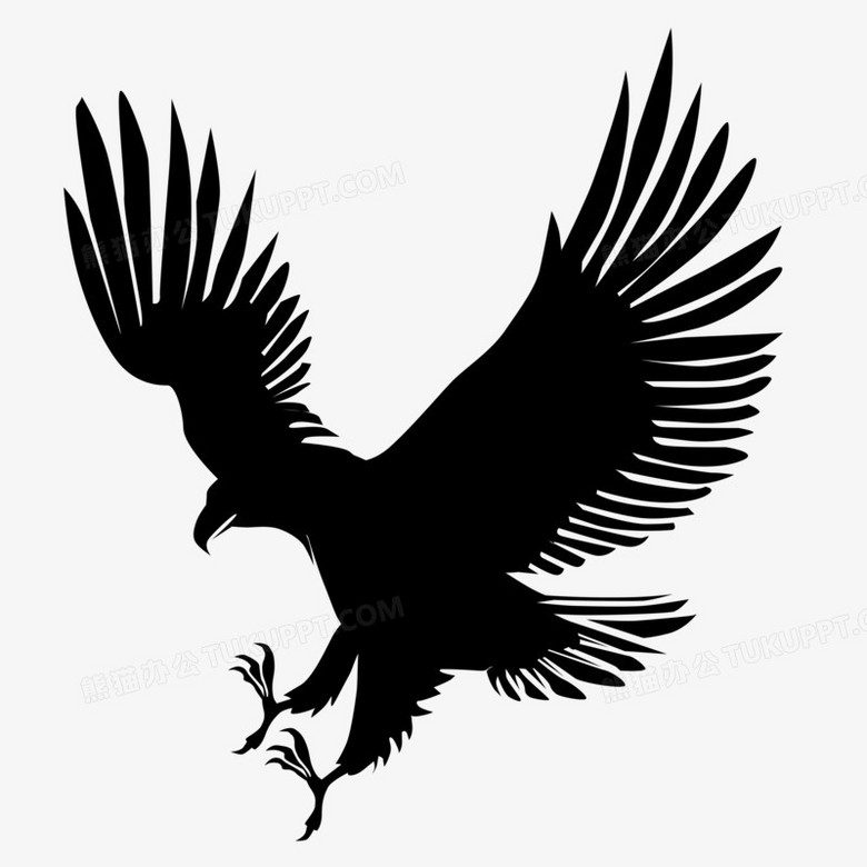 黑色雄鹰捕食剪影装饰素材