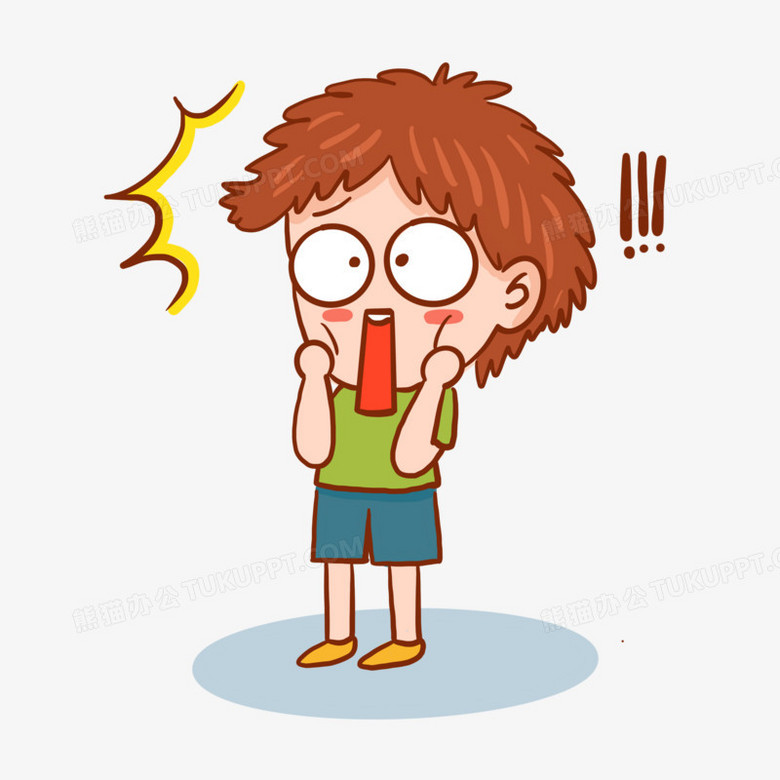 本作品全称为《卡通手绘男生惊恐表情包元素》,使用 adobe photoshop