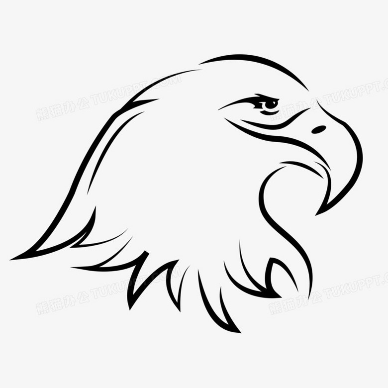 手绘黑线鹰头免抠装饰素材