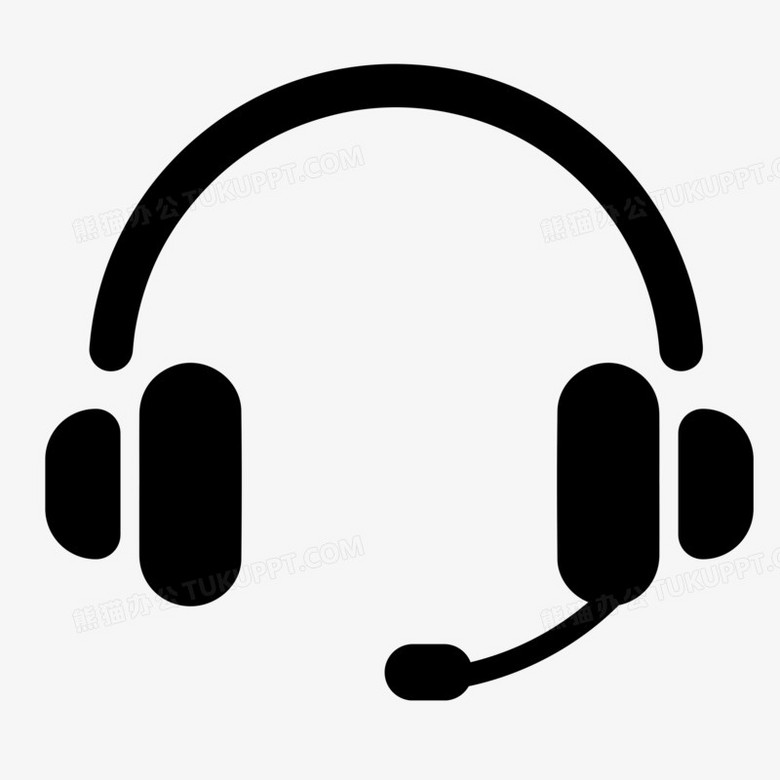 简约扁平黑色耳机图标素材