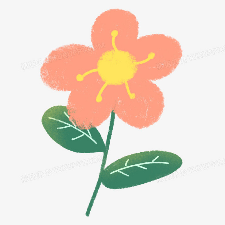 手绘红色小花免抠装饰元素