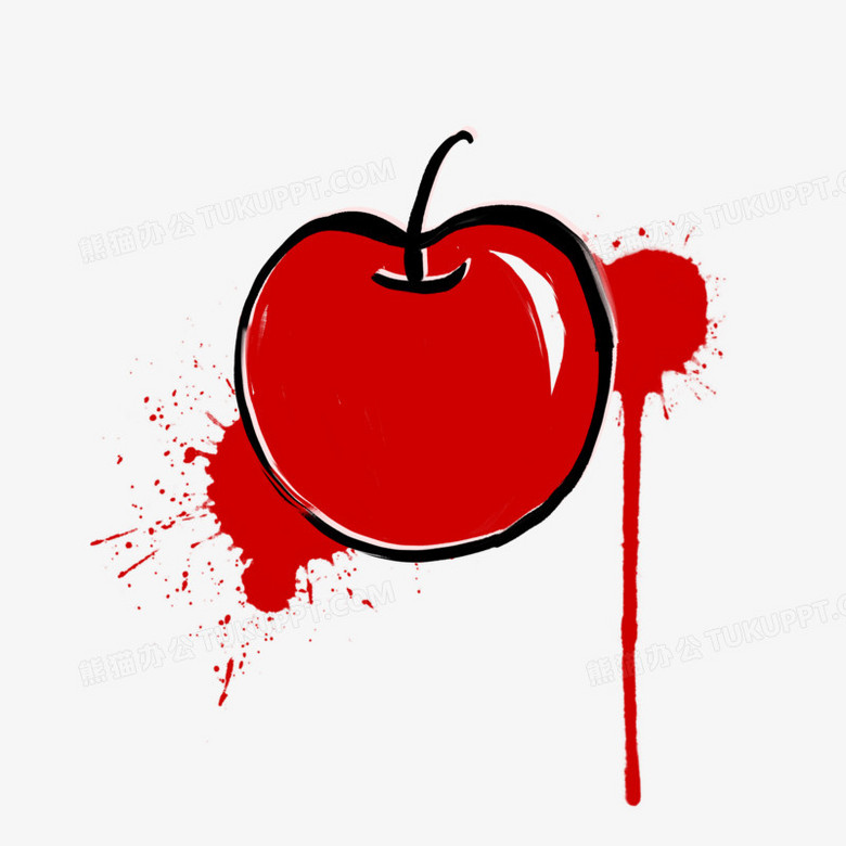 彩色涂鸦风苹果简笔画装饰素材