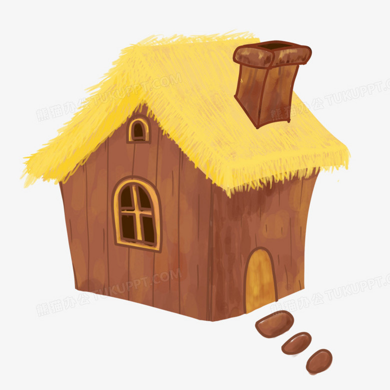 手绘卡通草房子元素