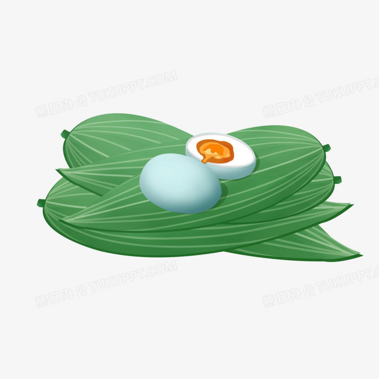 本作品全称为《卡通手绘粽叶上的咸鸭蛋元素》,由迷南文化传媒(上海)