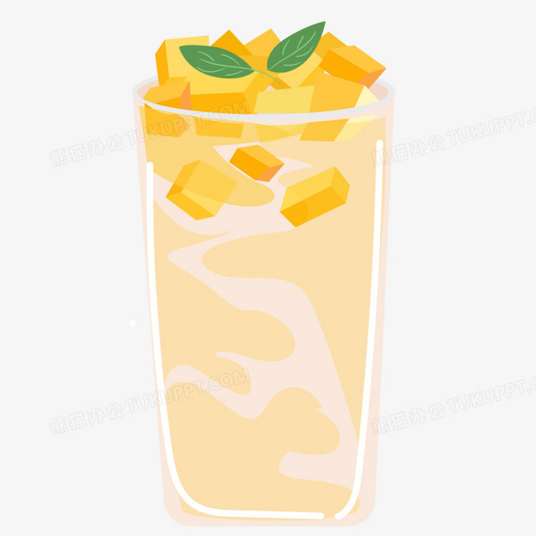 手绘芒果饮料矢量素材