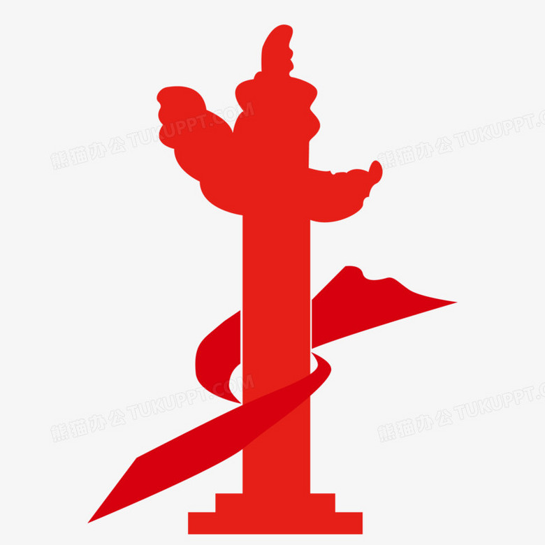 手绘红色华表剪影素材