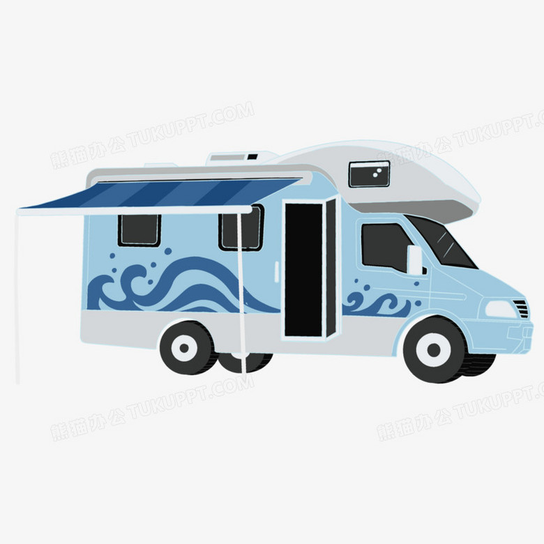 卡通手绘房车免抠素材