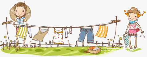 卡通晾衣服