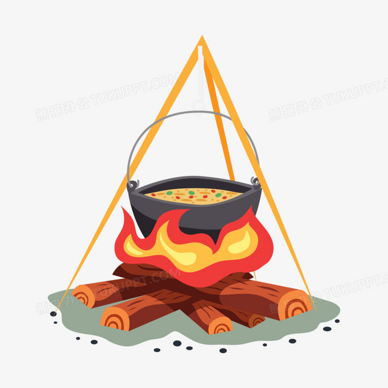 卡通手绘野炊户外灶免抠元素