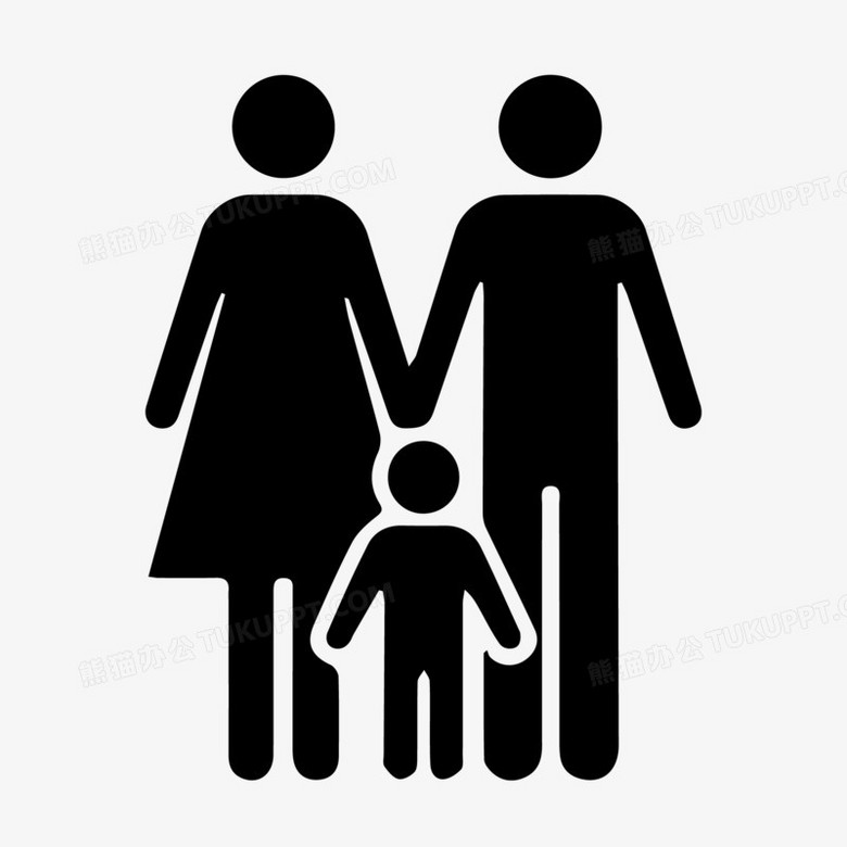 手绘矢量一家三口人形图标免抠元素