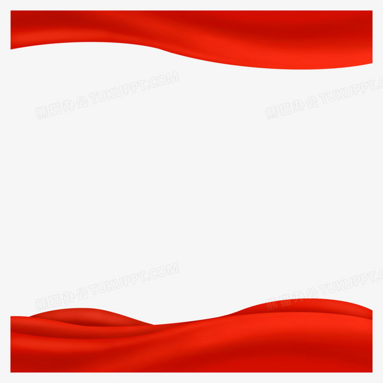 手绘红绸幕布边框免抠元素
