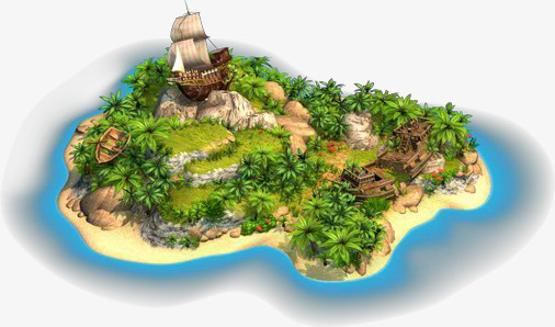 风美丽岛屿创意元素》,在整个配色上使用绿色作为基础色调,设计了小岛