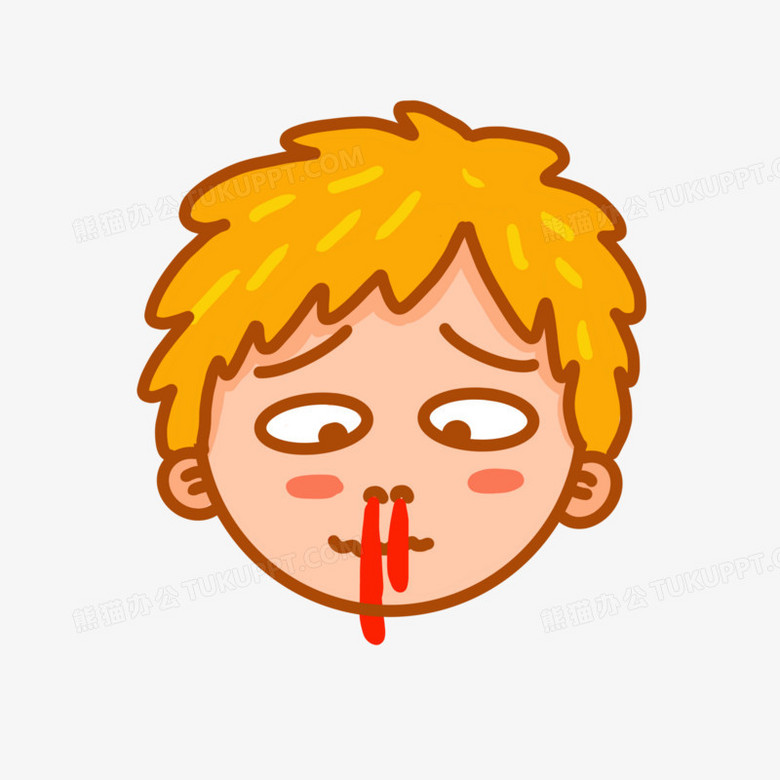 手绘卡通男孩流鼻血免抠元素