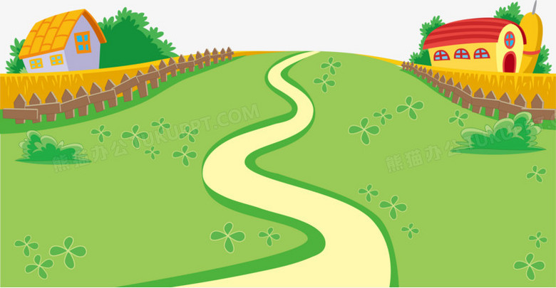 本作品全称为《绿色卡通手绘乡村小路创意元素》,使用adobe