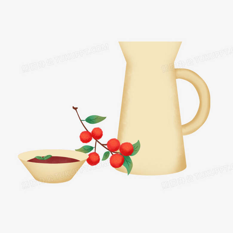 手绘卡通夏季酸梅汤免抠素材