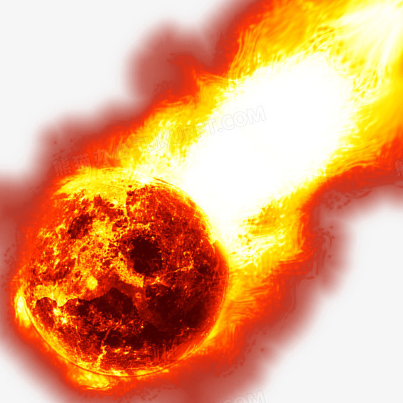 本作品全称为《红色卡通手绘陨石坠落创意元素》,在整个配色上使用