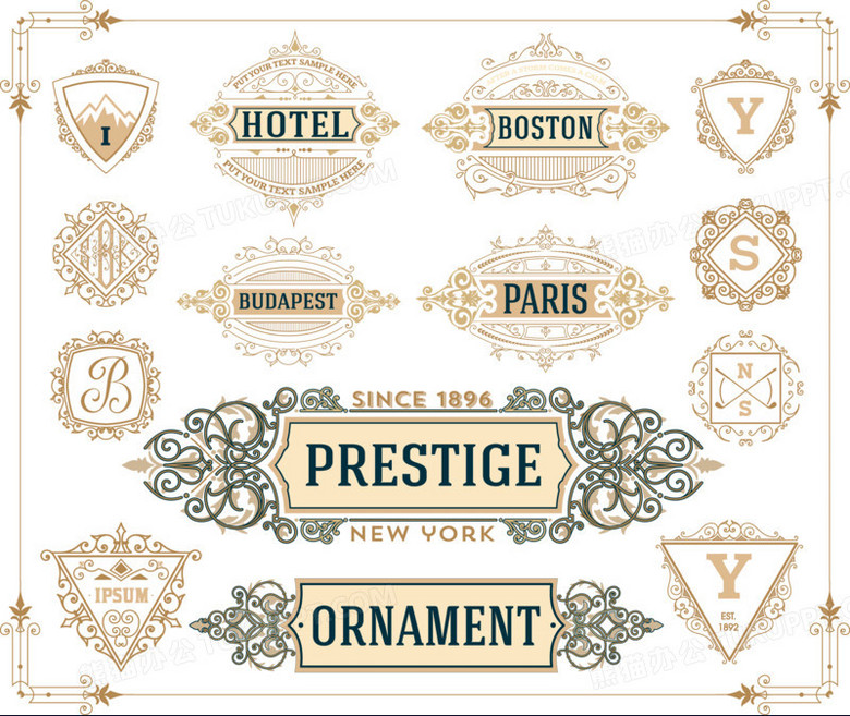 多款矢量欧式花纹边框png图片素材免费下载 花纹png 4717 3970像素 熊猫办公