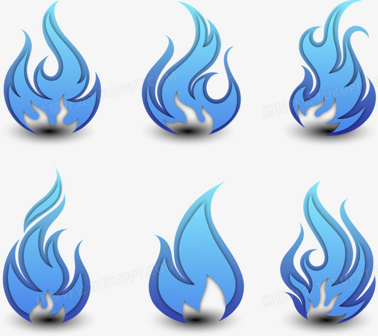 矢量图蓝色火焰