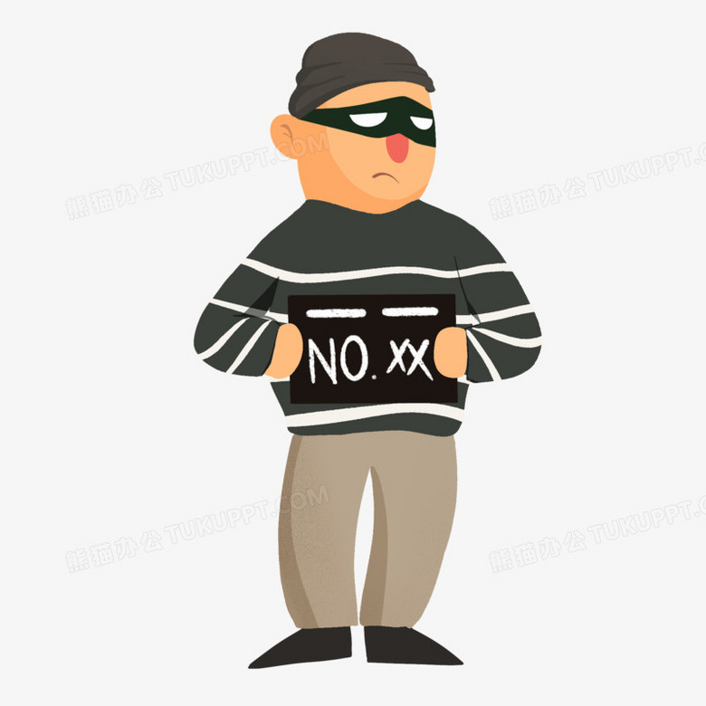 手绘罪犯小偷强盗被捕形象免抠元素