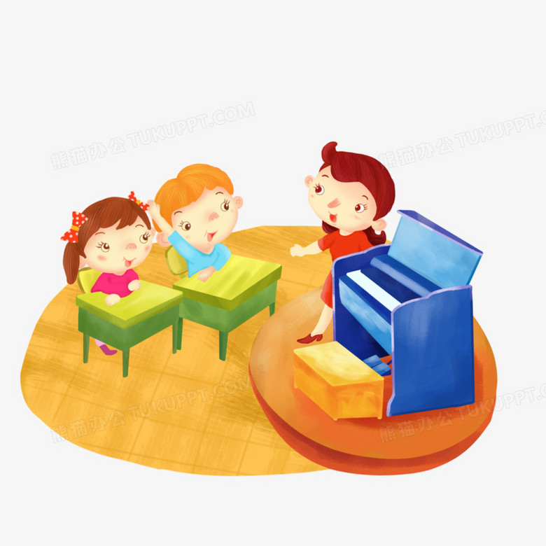 卡通手绘老师上音乐课免抠元素