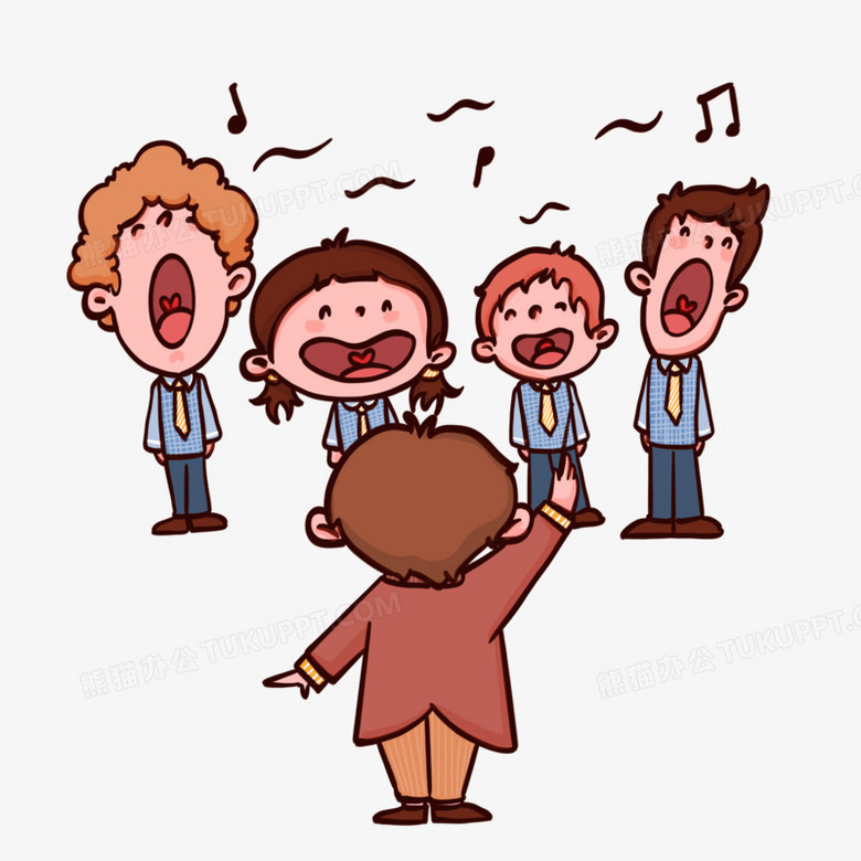 手绘歌词合唱团表演演出免抠元素