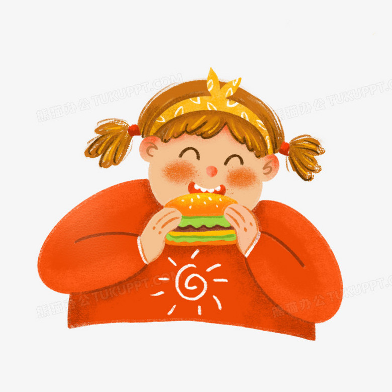 小孩吃汉堡简笔画图片