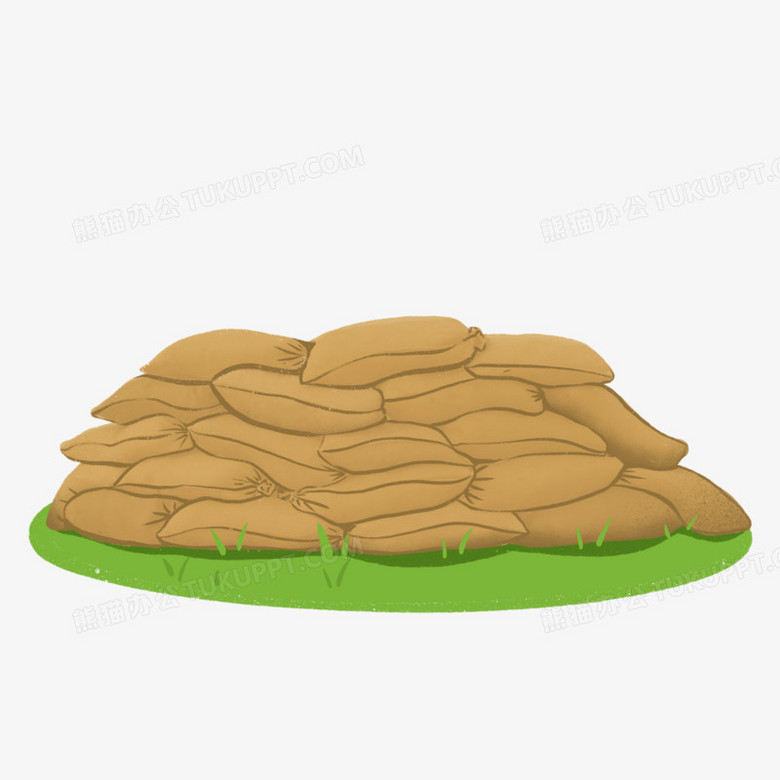 卡通手绘抗洪防汛物资沙袋免抠元素