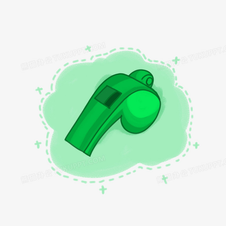 卡通手绘绿色哨子元素