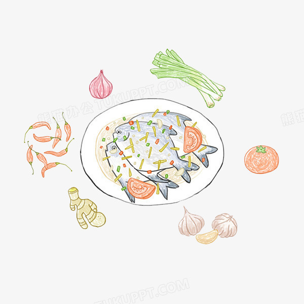 卡通手绘清蒸鱼